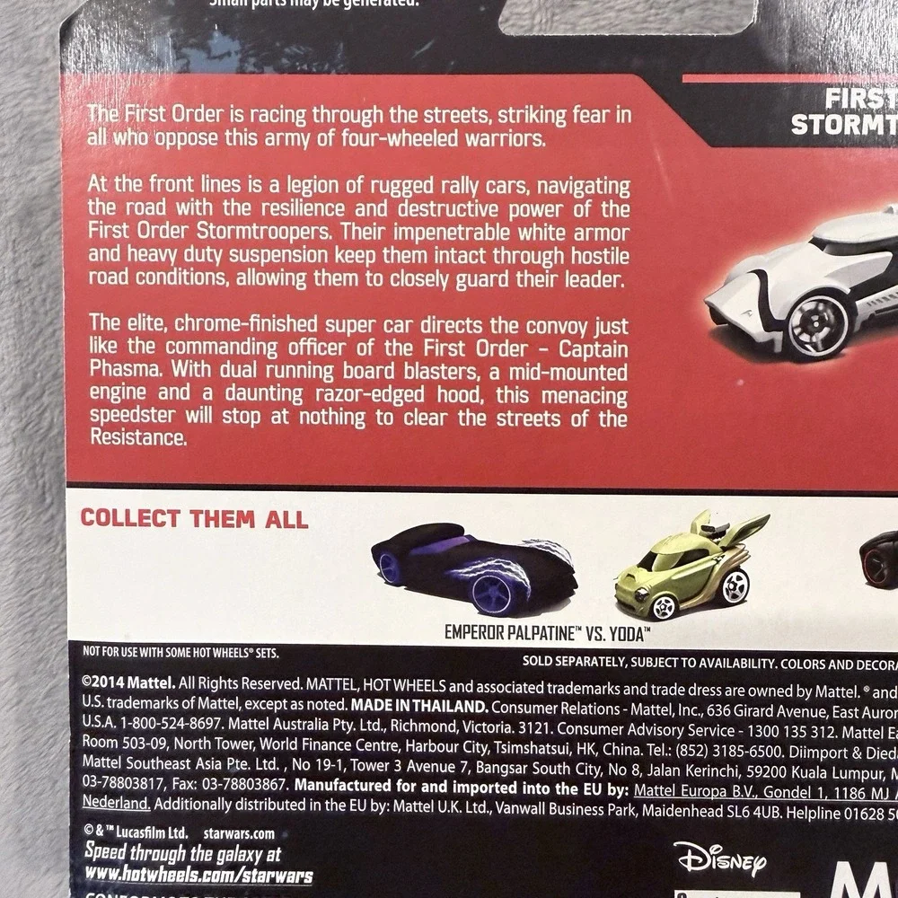 Hot Wheels Star Wars 2 Pack Stormtrooper Captain Phasma DXP99 Character Cars New